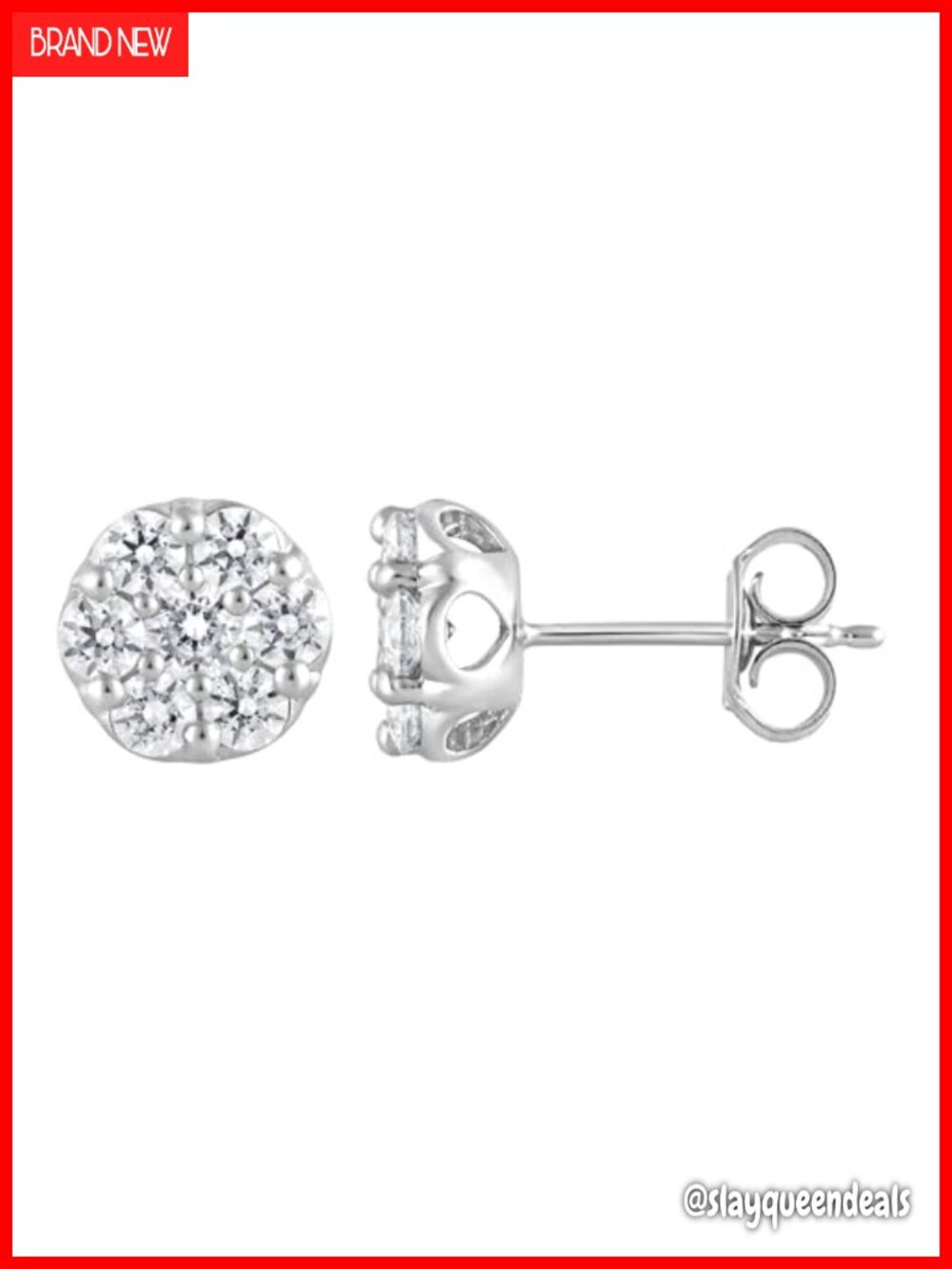 1 Carat Round Lab Grown Diamond Stud Earrings in Sterling Silver